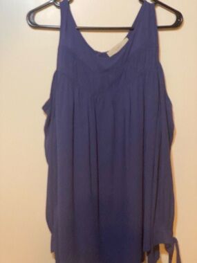 LOFT Cut out Shoulder Sleeveless Flowing Tank Top - Navy Blue